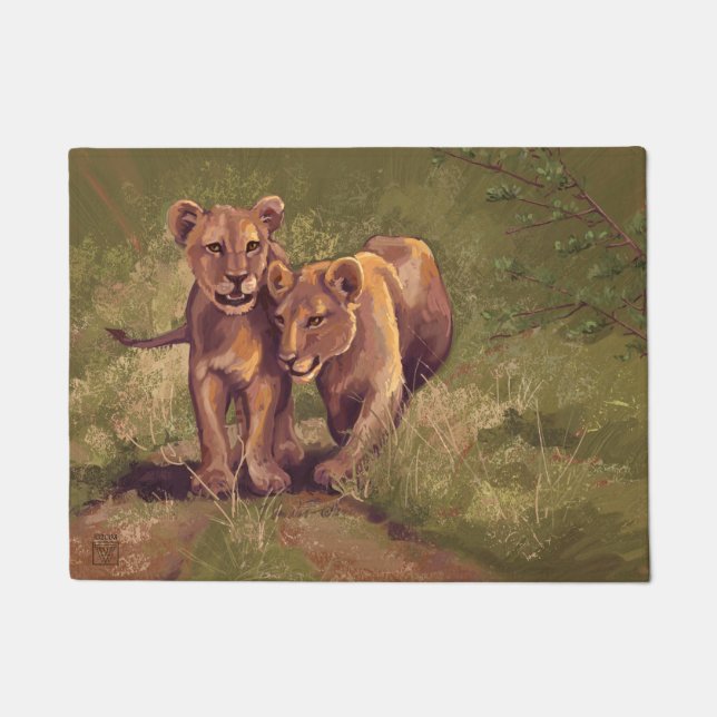 Lion Cubs Art Fußmatte (Vorderseite)