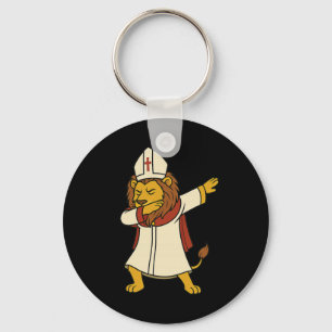 Lion Dabbing Pope Leo Xiv Halloween Funny Usa Da P Schlüsselanhänger
