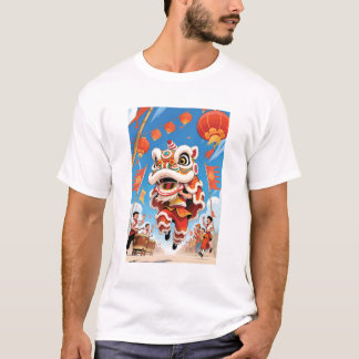 Lion Dance Men White  T-Shirt