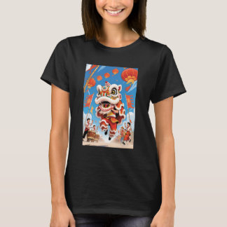 Lion Dance Women Black T-Shirt