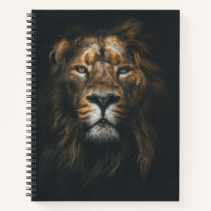 Lion Dark Background Foto Notizbuch