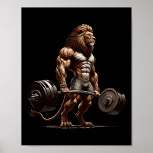 Lion Deadlift GYM Spaß Weightlift Fitness Poster