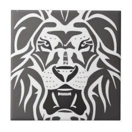 Lion decal white on grau fliese