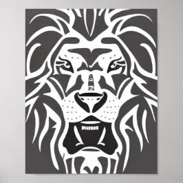 Lion decal white on grau poster