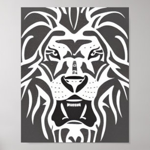 Lion decal white on grau poster