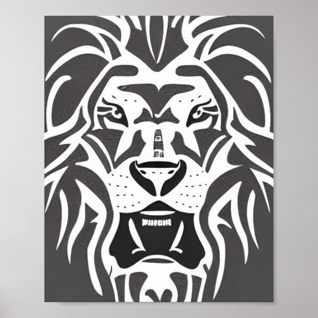 Lion decal white on grau poster (Vorne)