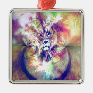 Lion Digital Art Ornament Aus Metall