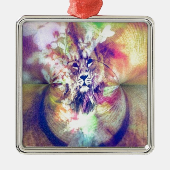 Lion Digital Art Ornament Aus Metall (Vorne)