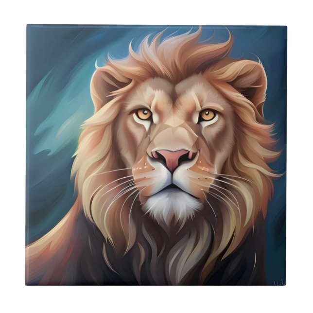 Lion Digital Art Portrait-56556 Fliese (Vorderseite)