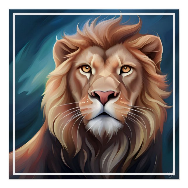 Lion Digital Art Portrait-56556 Poster (Vorderseite)