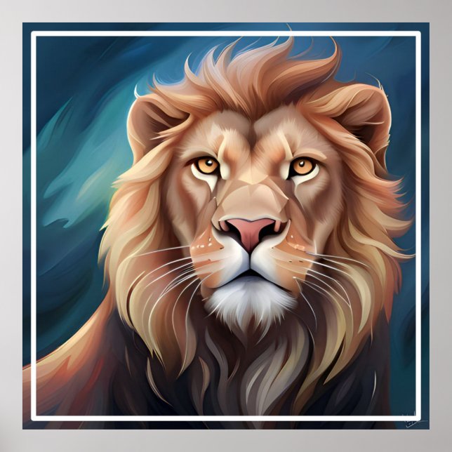 Lion Digital Art Portrait-56556 Poster (Vorne)
