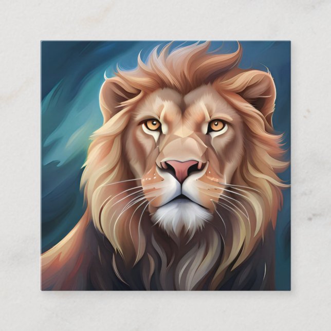 Lion Digital Art Portrait-56556 Quadratische Visitenkarte (Vorderseite)