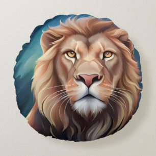 Lion Digital Art Portrait-56556 Rundes Kissen