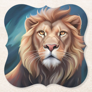 Lion Digital Art Portrait-56556 Untersetzer