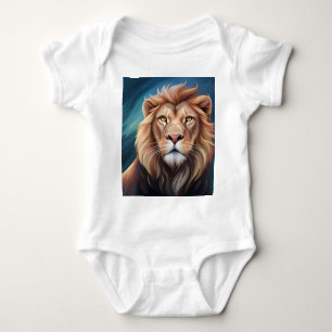 Lion Digital Art Portrait Baby Strampler