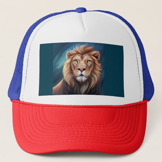 Lion Digital Art Portrait Truckerkappe (Vorderseite)
