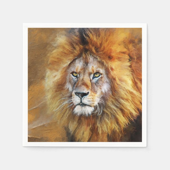 Lion Digital Oil Painting Serviette (Vorderseite)