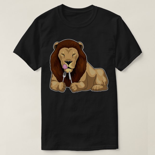 Lion Eating Knife Gabel T-Shirt (Design vorne)