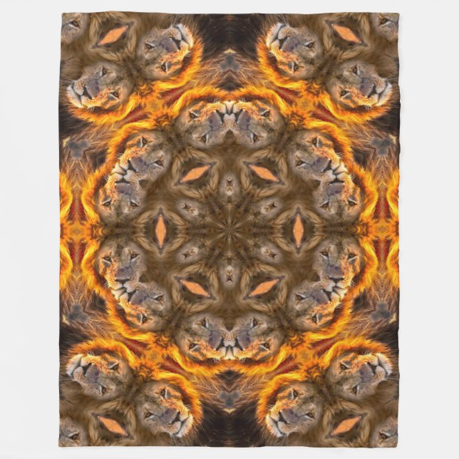 Lion Energy Shaman Mandala Fleecedecke (Vorderseite)