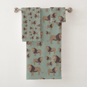 Lion Exotic Animal Muster Sage Green Badhandtuch Set