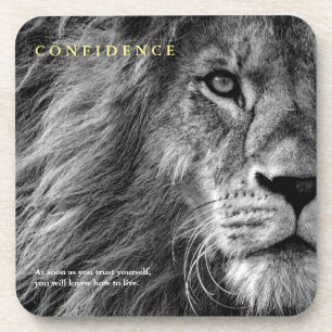 Lion Eye Confidence Zitat Inspiration Getränkeuntersetzer