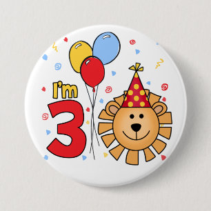 Lion Face 3 Birthday Button