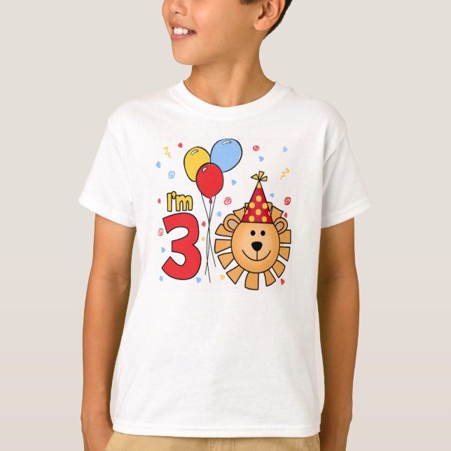 Lion Face 3. Geburtstag T-Shirt (Vorderseite)