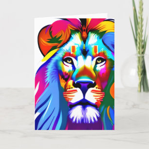 Lion Face Colorful Fantasy Art Karte