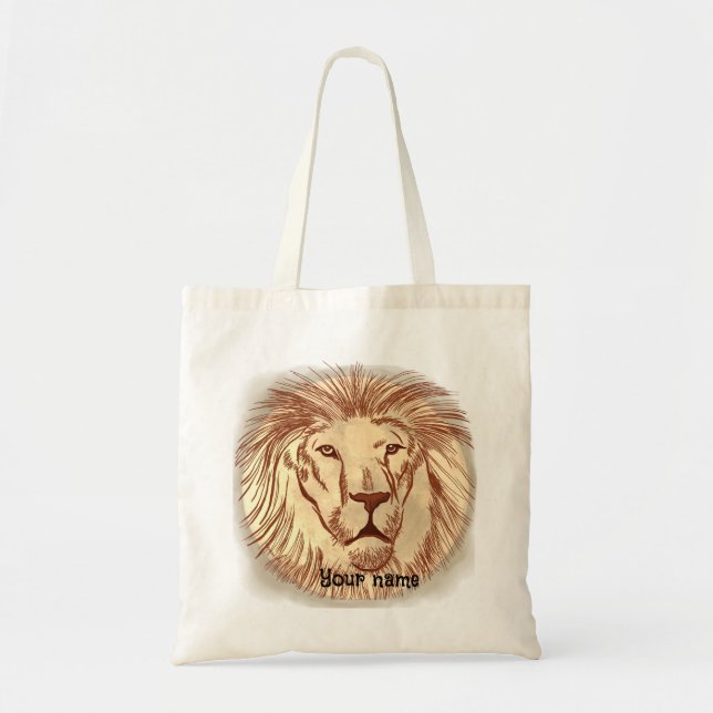 Lion Face individuelle Name Tote Bag Tragetasche (Vorne)