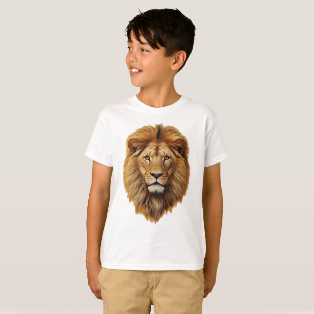 Lion Face Kids T-Shirt | Cute Jungle Animal Tee (Vorne ganz)