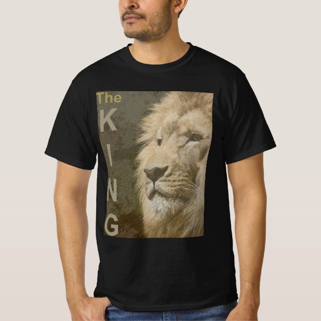 Lion Face Mens Modernes elegantes Schwarzes Templa T-Shirt (Vorderseite)
