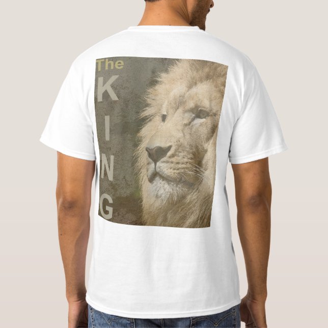 Lion Face Mens Modernes elegantes Template Weiß T-Shirt (Rückseite)