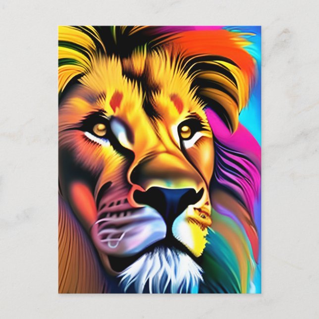Lion Face Mystical Fantasy Art Postkarte (Vorderseite)