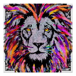 Lion Face Poster Print - Realistische Lion Zeichnu
