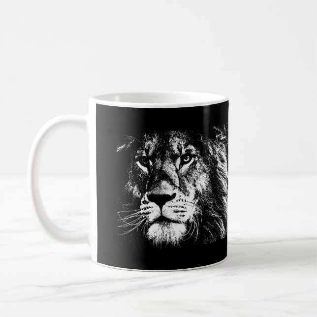 Lion Face The King Animals Pop Art Template Kaffeetasse (Links)