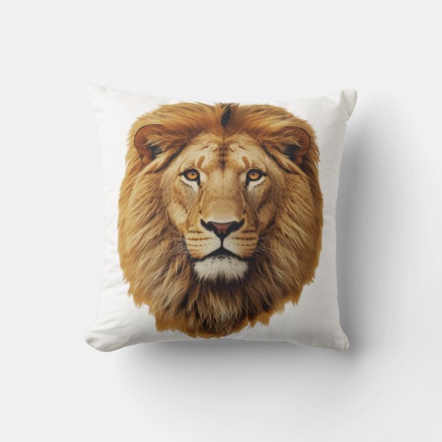Lion Face Throw Pillow | Cute Jungle Animal Cushio Kissen (Vorderseite)