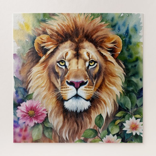 Lion Face Watercolor Art Jigsaw Puzzle (Vertikal)