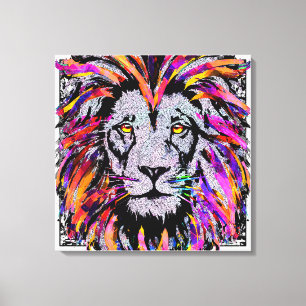 Lion Face Wrapped Canvas - Realistischer Löwe Zeic Leinwanddruck