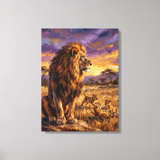 Lion Family at Sunset – Materic Fine Art Wildlife  Leinwanddruck
