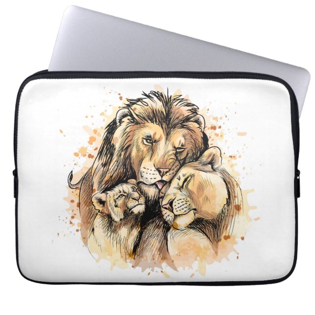 Lion Family Laptop Sleeve (Vorderseite)