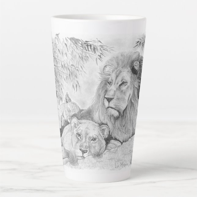 Lion Family Latte Tasse (Vorderseite)