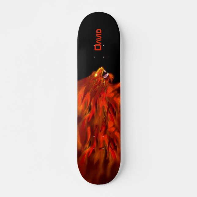 Lion Fire Flames Custom Skateboard (Vorne)
