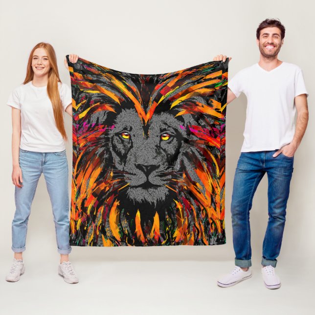 Lion Fleece Blanket | Orange Dark Lion Head Fleece (Beispiel)