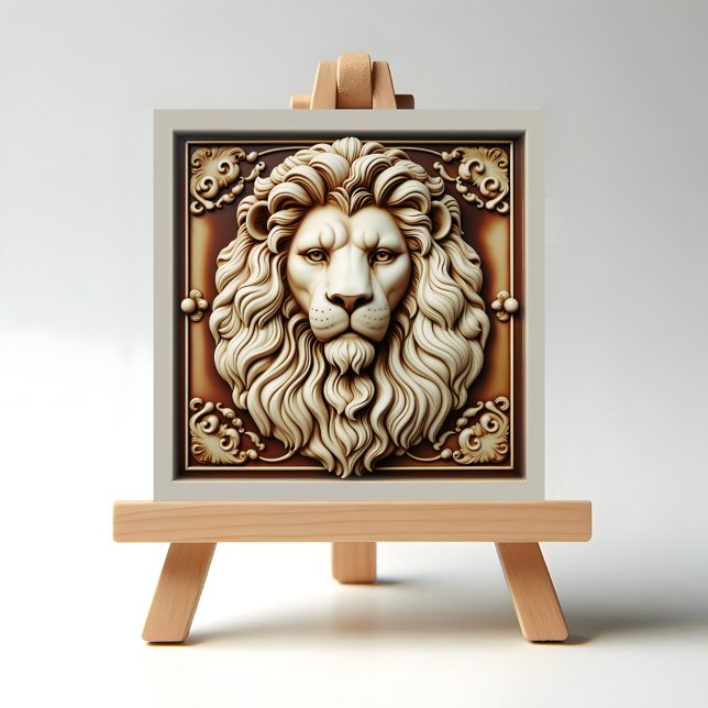 Lion Fliese (Lion Ceramic tile on easel display)