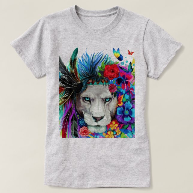 Lion Floral Design T-Shirt (Design vorne)