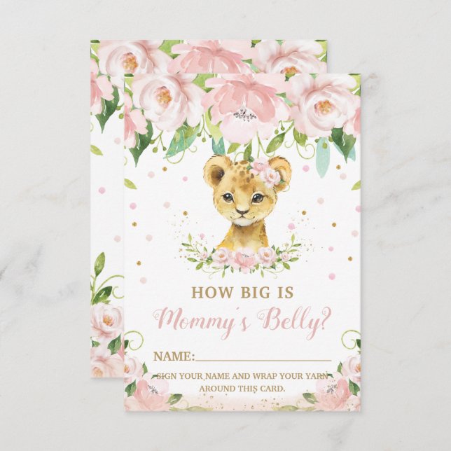 Lion Floral How Big is Mommy's Bly Game Card Einladung (Vorne/Hinten)