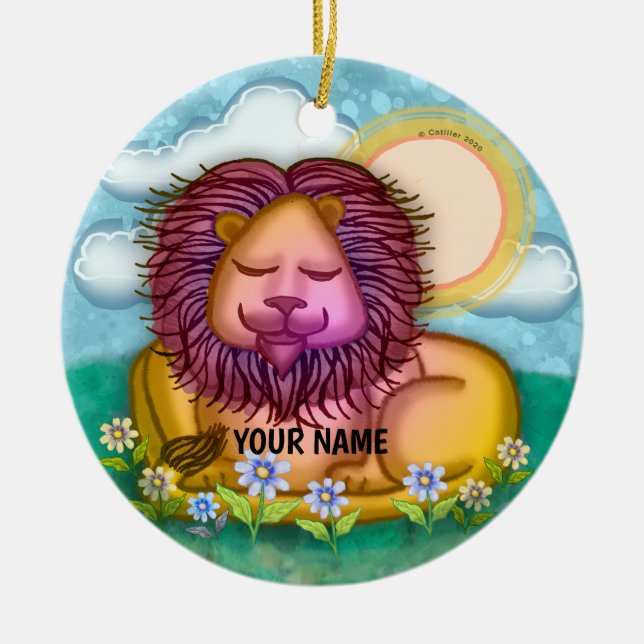 Lion Flowers Keramik Ornament (Vorne)