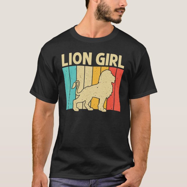 Lion For Girls Kid African Safari Zoo Animal Retro T-Shirt (Vorderseite)