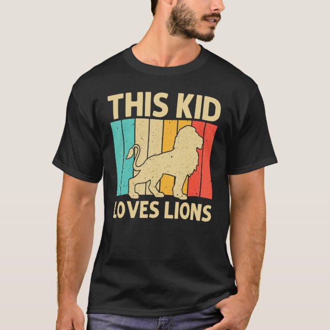 Lion for Kids Boys African Safari Zoo Animal Retro T-Shirt (Vorderseite)
