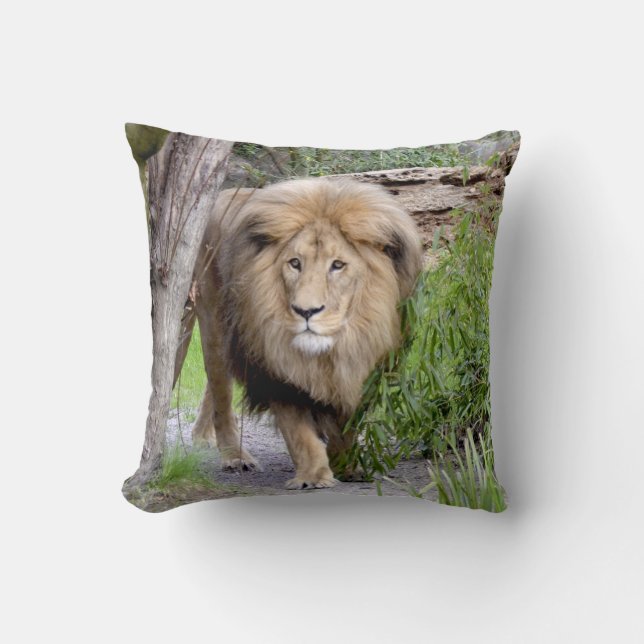 Lion Foto Print Throw Kissen (Vorderseite)